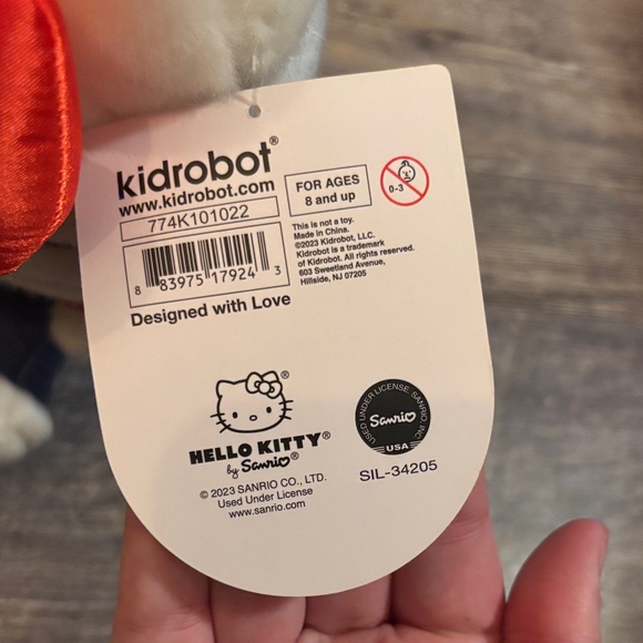 Kidrobot Hello Kitty Plush with Red Bow and Blue Outfit - Picture 4 of 5